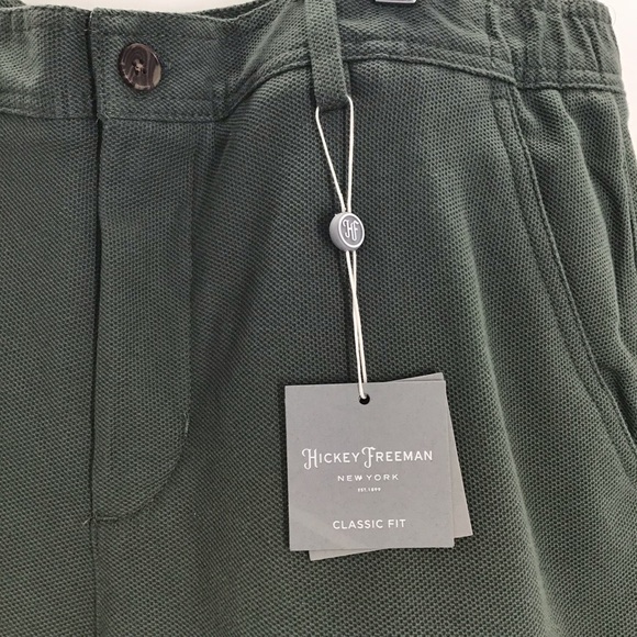 Hickey Freeman Men’s Classic Modern Fit Shorts Green Elastic Casual NWT Size 38 - Picture 10 of 10